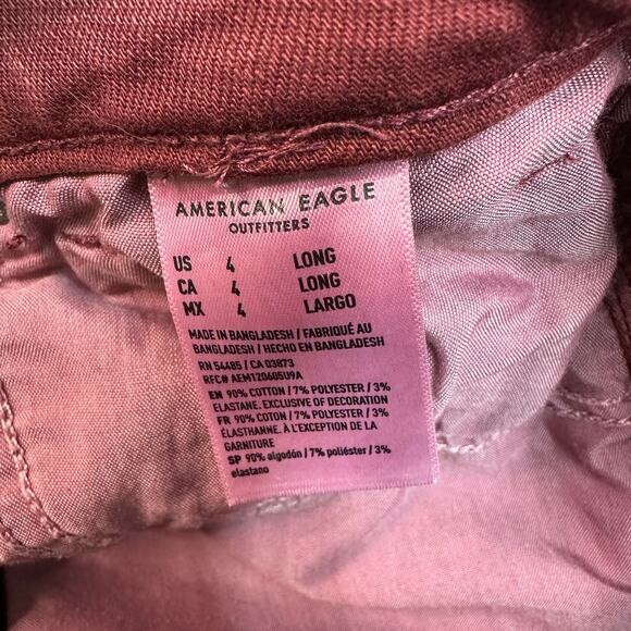 American Eagle Mom Jeans Women's 4 Long Maroon Stretch Skinny Slim Fit Mid Rise - Picture 5 of 10